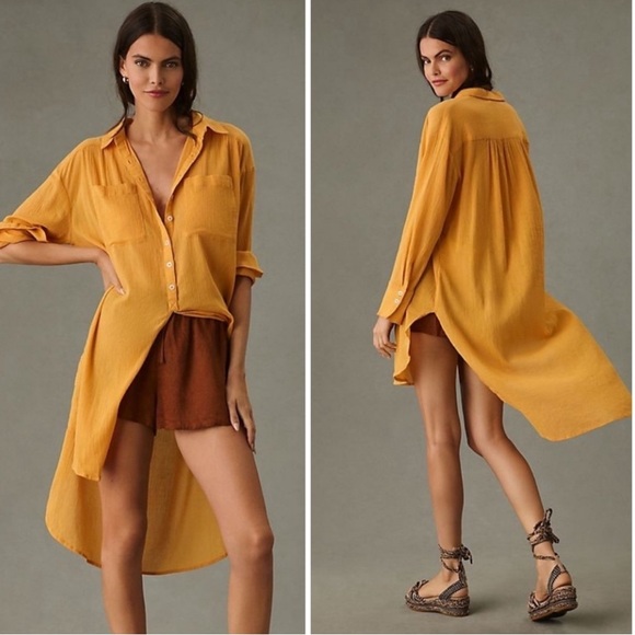 Anthropologie Mustard Shirt Dress - Picture 1 of 7